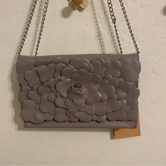 NWT Patricia Nash Petals Leather Crossbody Stone Grey - Picture 4 of 11